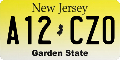 NJ license plate A12CZO