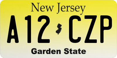 NJ license plate A12CZP