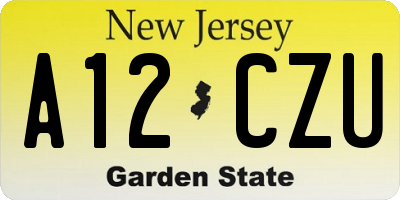NJ license plate A12CZU