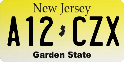 NJ license plate A12CZX