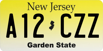 NJ license plate A12CZZ