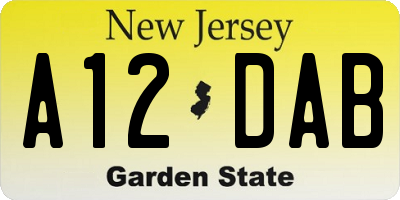 NJ license plate A12DAB