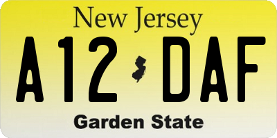 NJ license plate A12DAF