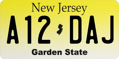 NJ license plate A12DAJ