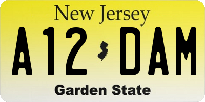 NJ license plate A12DAM