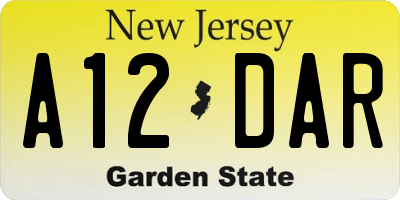 NJ license plate A12DAR