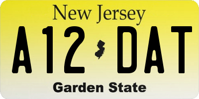 NJ license plate A12DAT