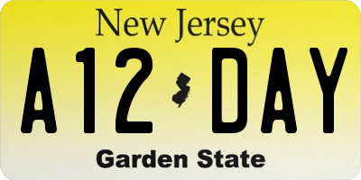 NJ license plate A12DAY