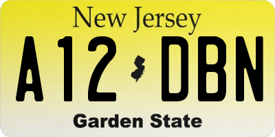 NJ license plate A12DBN