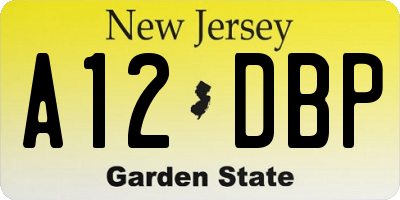 NJ license plate A12DBP