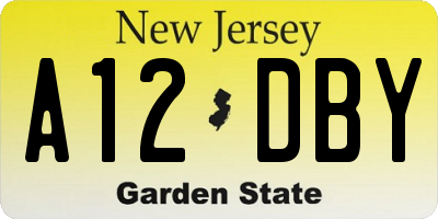 NJ license plate A12DBY