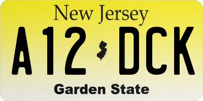 NJ license plate A12DCK