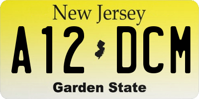 NJ license plate A12DCM