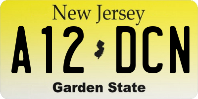 NJ license plate A12DCN