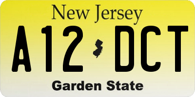 NJ license plate A12DCT