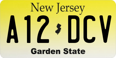 NJ license plate A12DCV