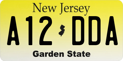 NJ license plate A12DDA