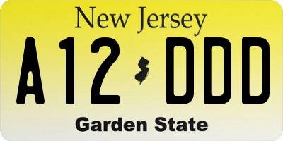 NJ license plate A12DDD
