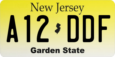NJ license plate A12DDF