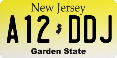 NJ license plate A12DDJ