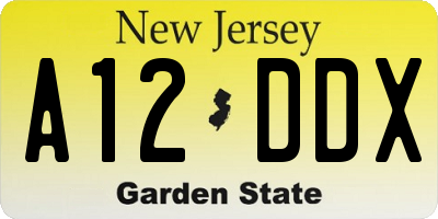 NJ license plate A12DDX