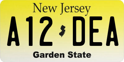 NJ license plate A12DEA