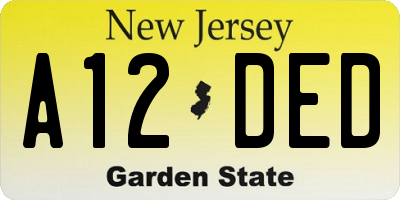 NJ license plate A12DED