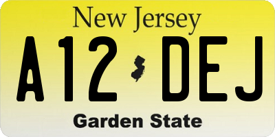 NJ license plate A12DEJ