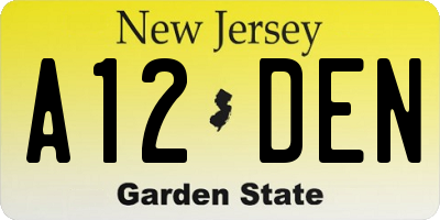 NJ license plate A12DEN