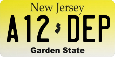 NJ license plate A12DEP