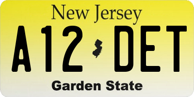 NJ license plate A12DET