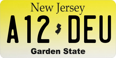 NJ license plate A12DEU