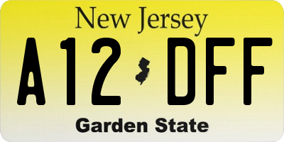 NJ license plate A12DFF