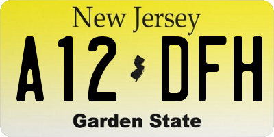 NJ license plate A12DFH