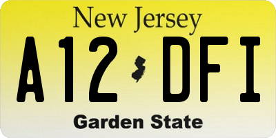 NJ license plate A12DFI