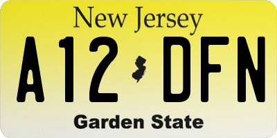 NJ license plate A12DFN