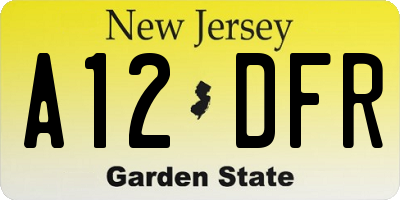 NJ license plate A12DFR