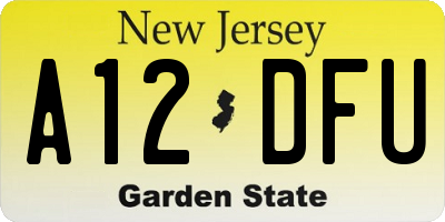NJ license plate A12DFU