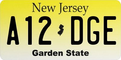 NJ license plate A12DGE