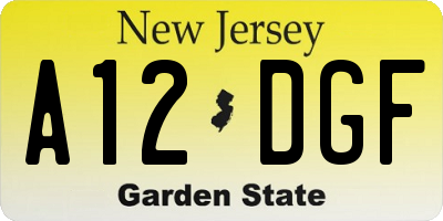 NJ license plate A12DGF