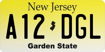 NJ license plate A12DGL