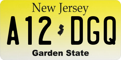 NJ license plate A12DGQ