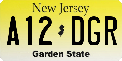NJ license plate A12DGR