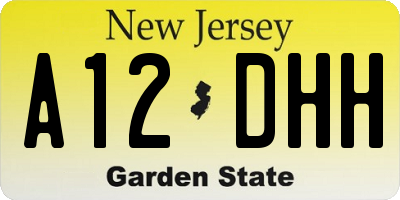 NJ license plate A12DHH