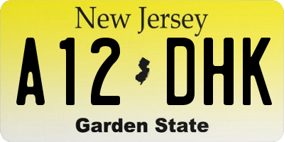 NJ license plate A12DHK