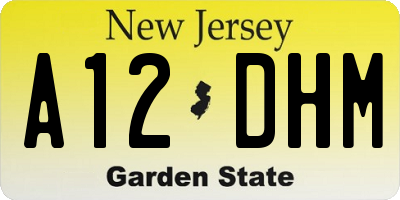 NJ license plate A12DHM