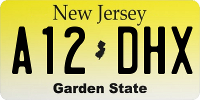 NJ license plate A12DHX