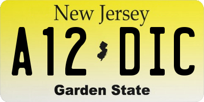 NJ license plate A12DIC