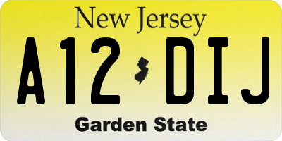 NJ license plate A12DIJ