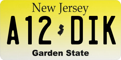 NJ license plate A12DIK